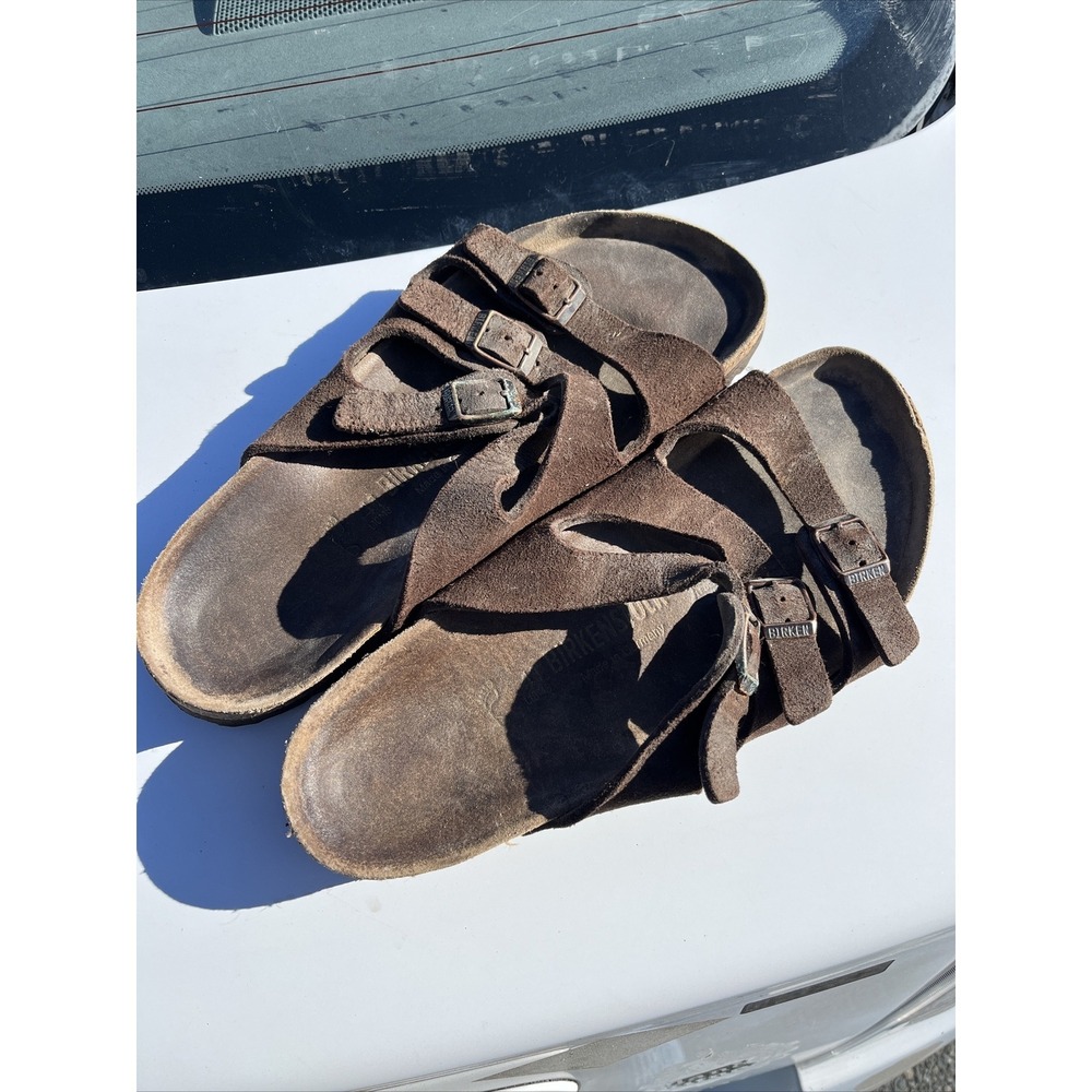 Birkenstock Sandals Mens 41 Florida Slides Slip On Flats Brown Nubuck Casual